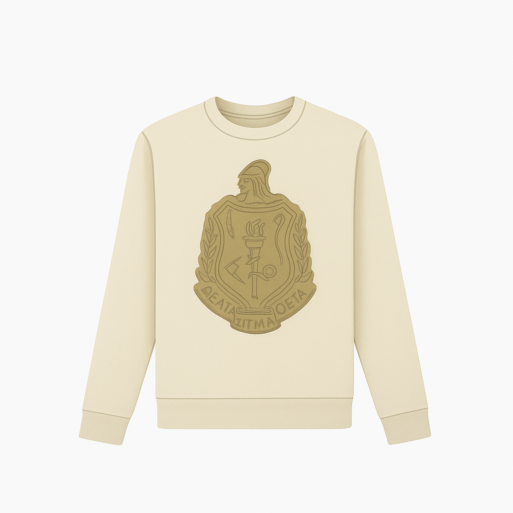Cream Chenille Shield Crewneck