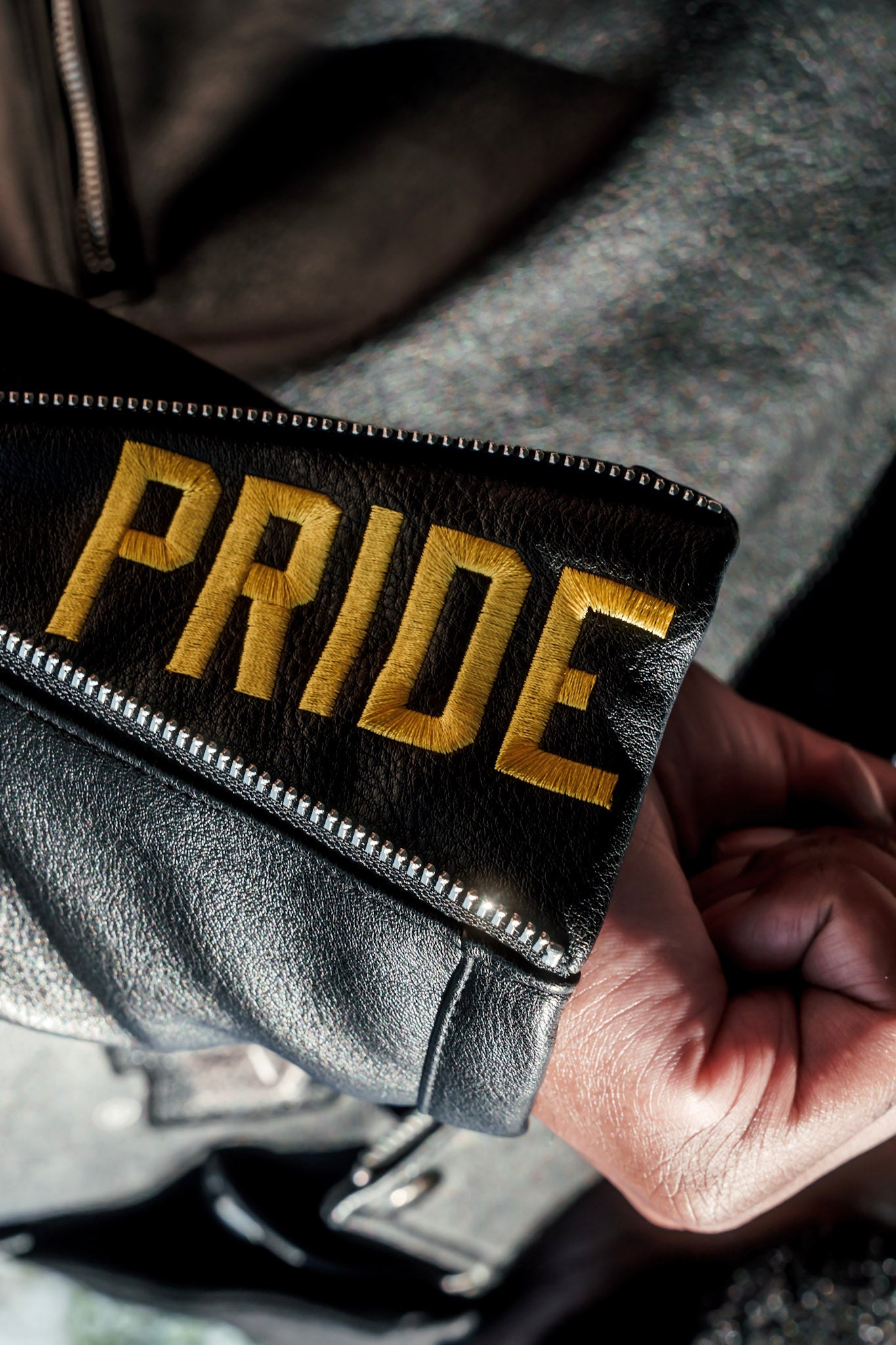 Black-on-Black Biker Varsity Jacket