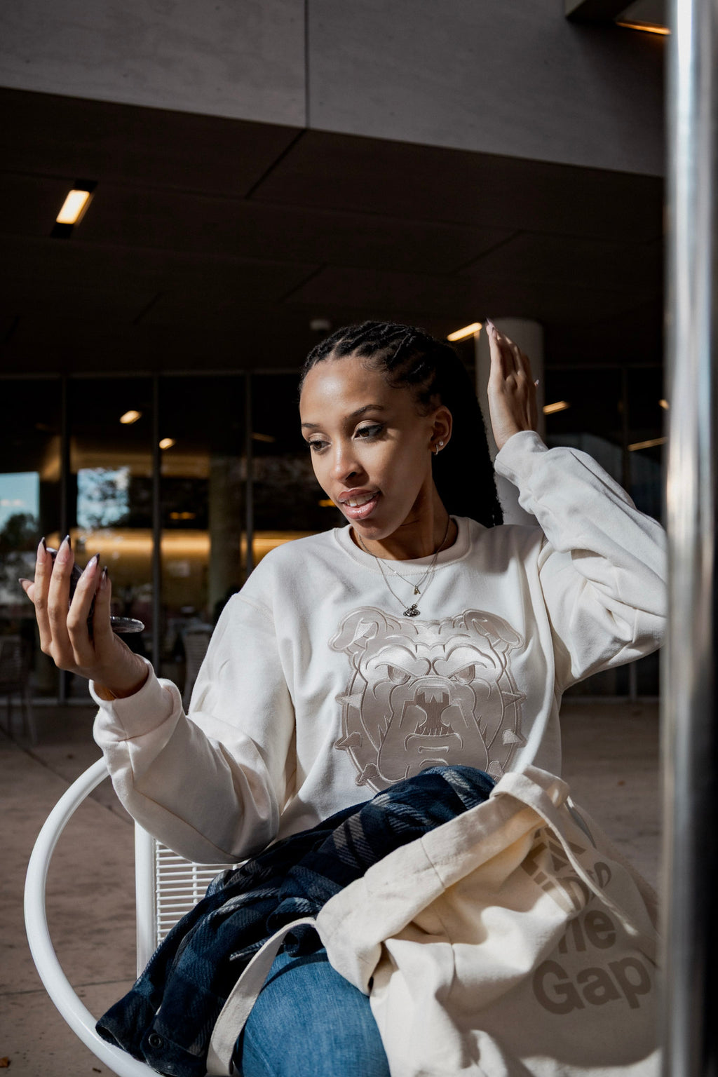 Cream-on-Cream Bulldog Apparel.