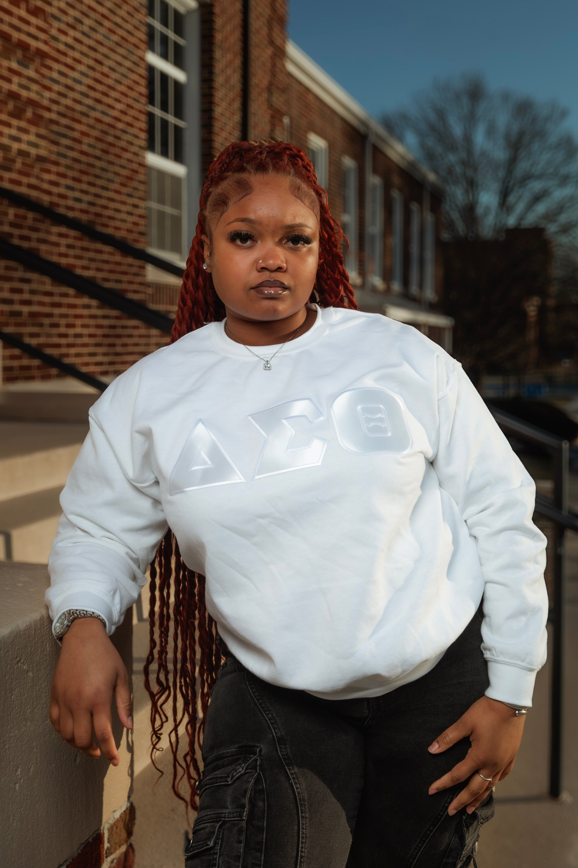 White-on-White DST Greek Letter Apparel
