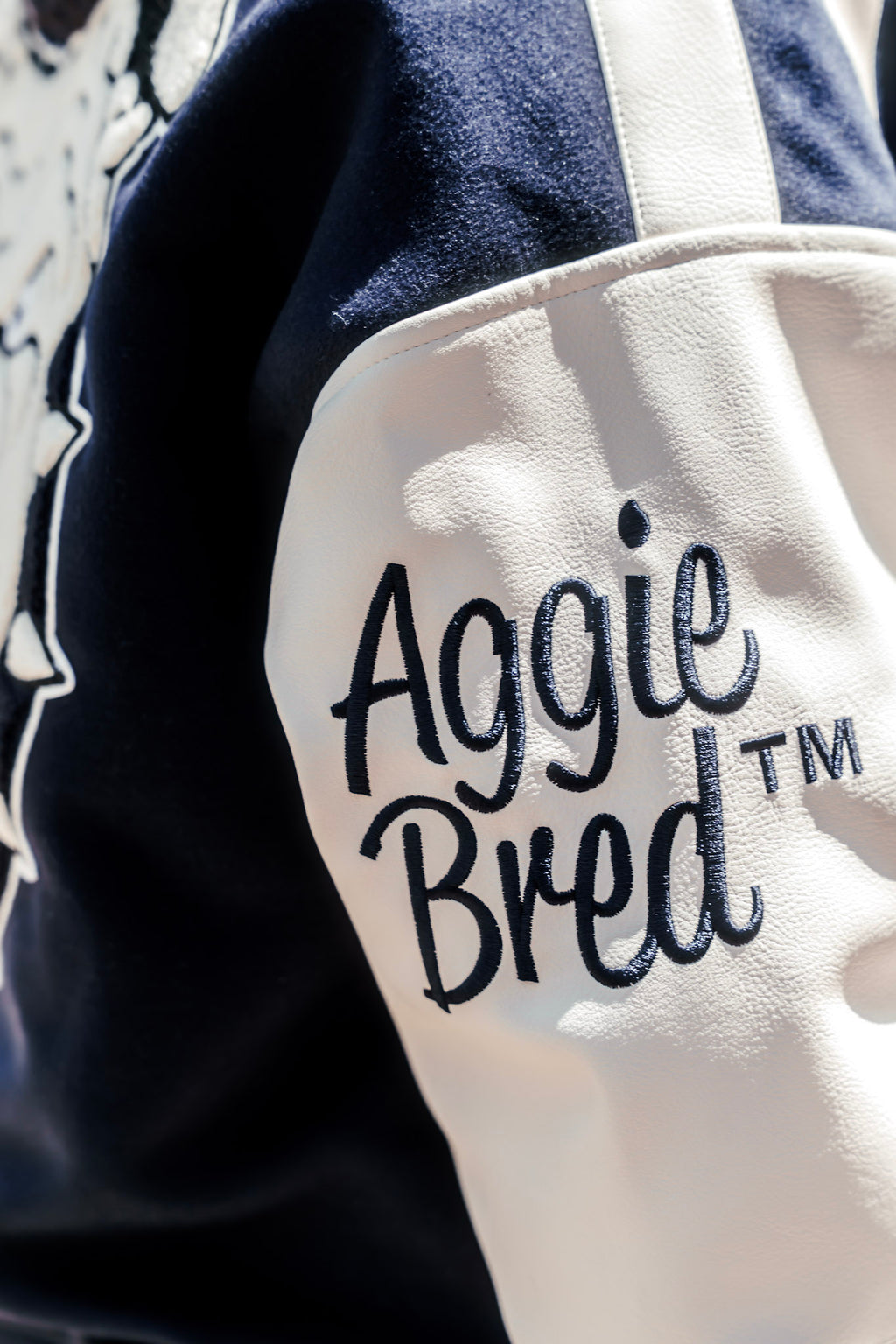 Crop Navy and Cream Aggies Varsity Jacket