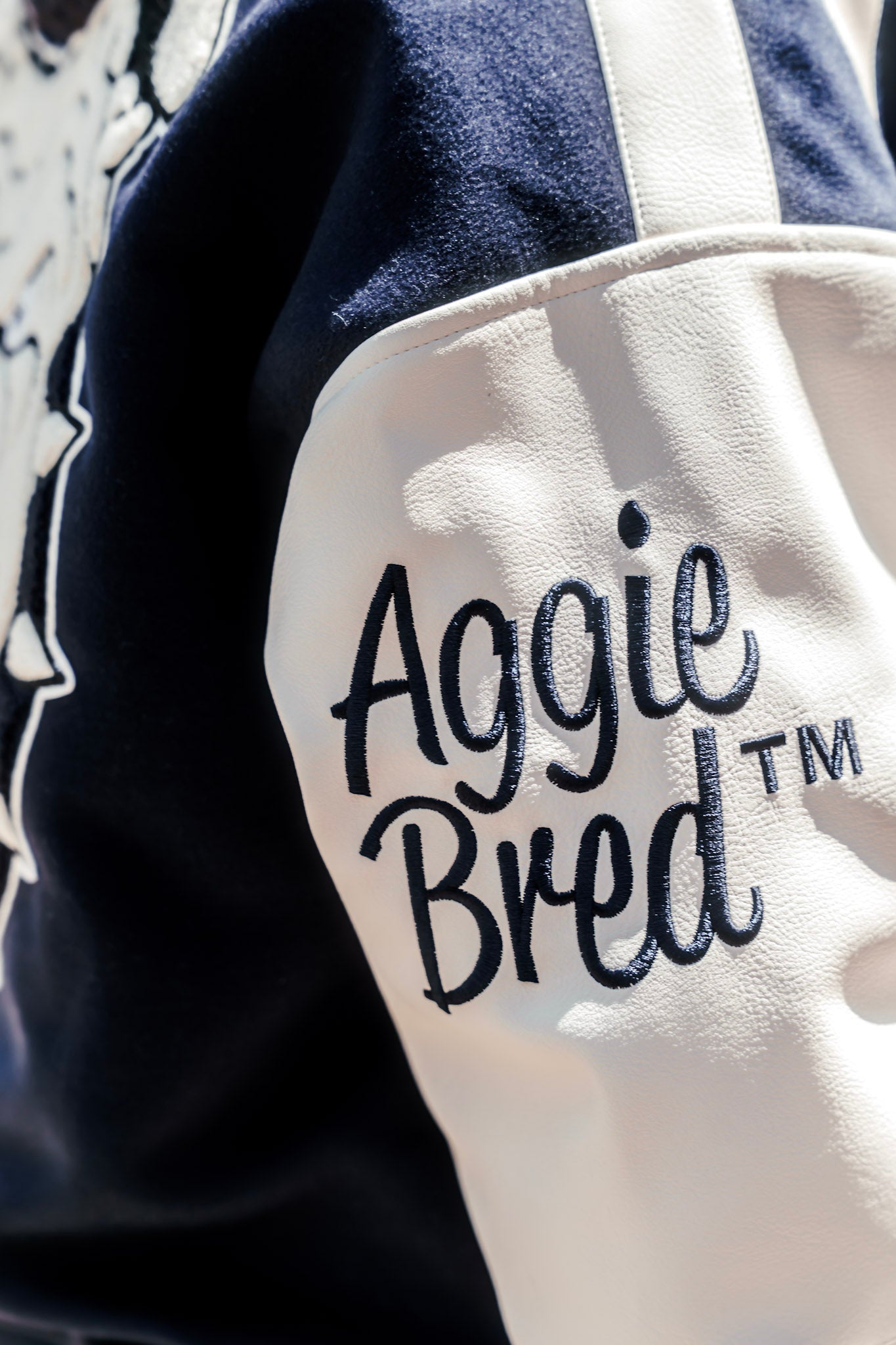 Crop Navy and Cream Aggies Varsity Jacket