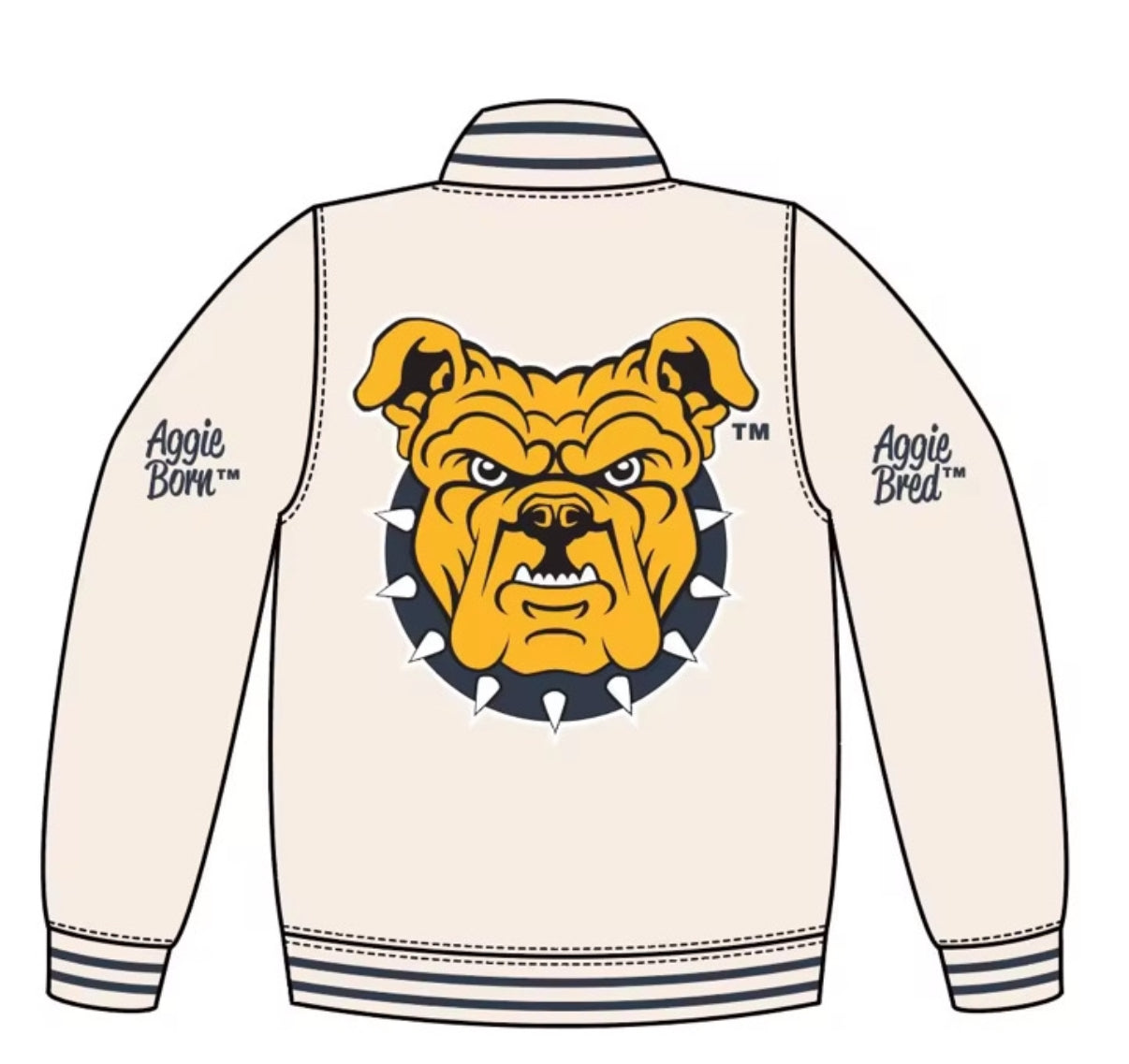 Unisex Cream Bulldog Varsity Jacket – HallPass.Shop