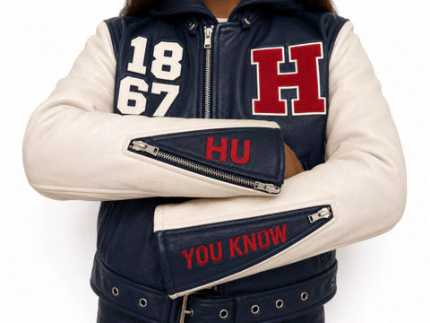 Howard University Bison Hooded Biker Varsity Jacket