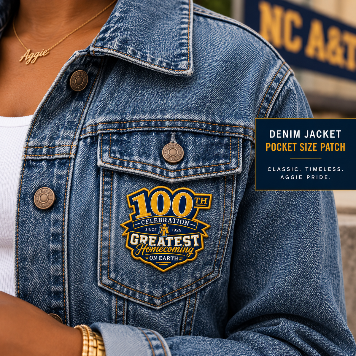 NC A&T 100th Greatest Homecoming Celebration Iron On Embroidered Patch