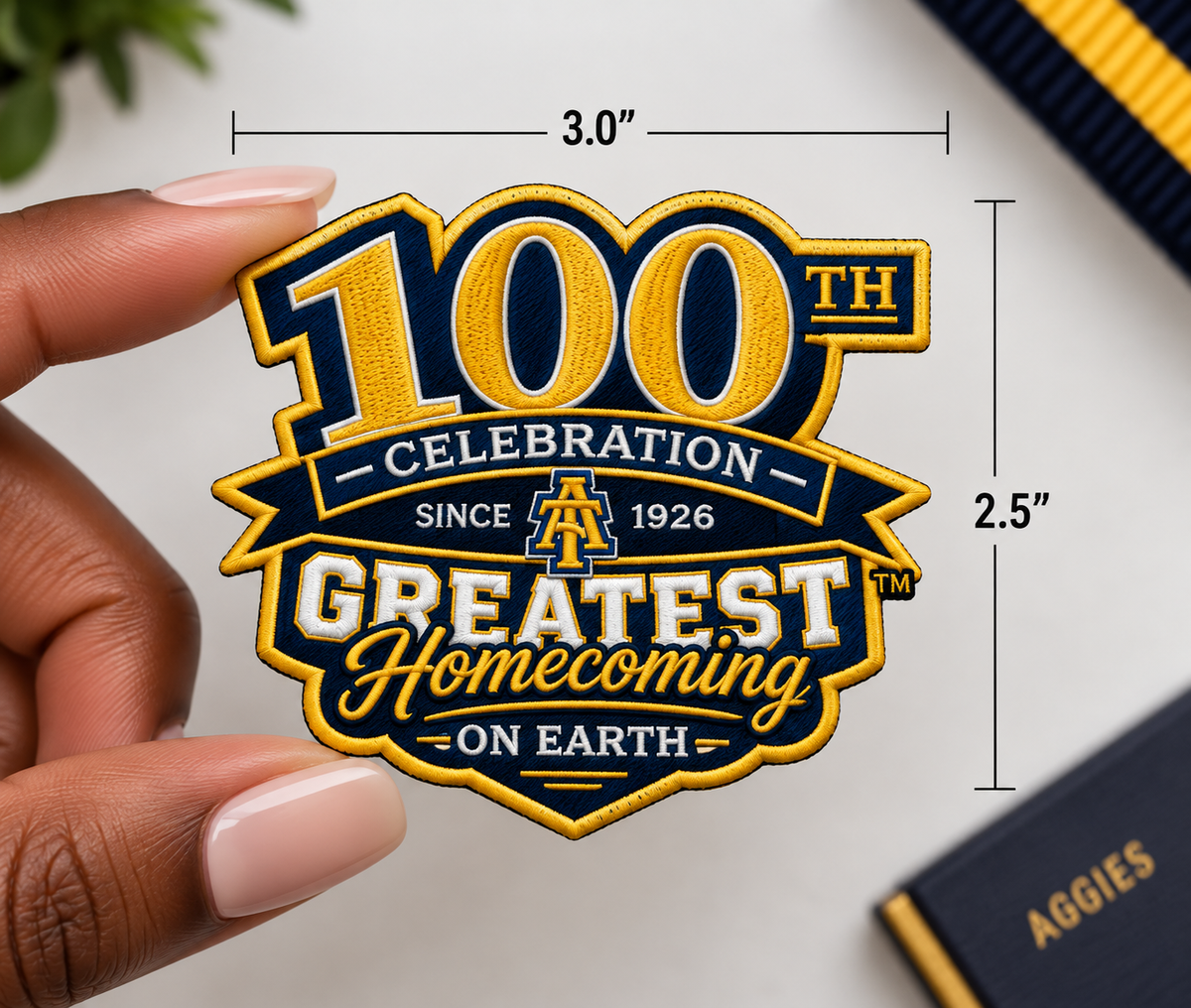 NC A&T 100th Greatest Homecoming Celebration Iron On Embroidered Patch