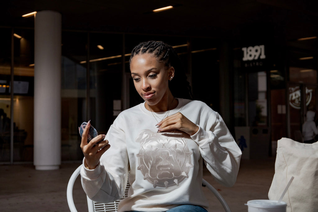 Cream-on-Cream Bulldog Apparel.