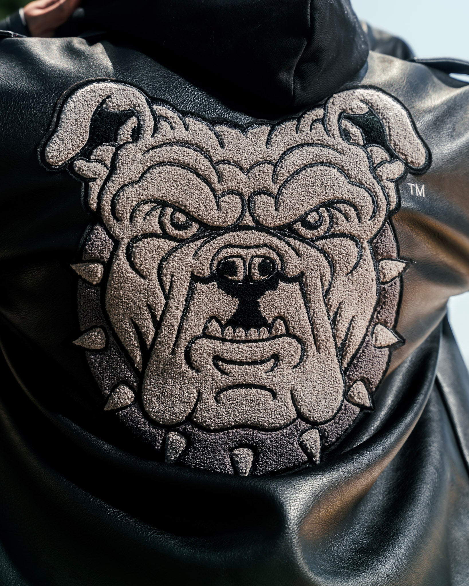 Black-on-Black Biker Varsity Jacket