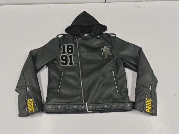 Black-on-Black Biker Varsity Jacket (PRE ORDER)