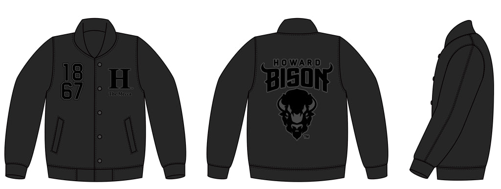 Bison All Black Varsity Jacket