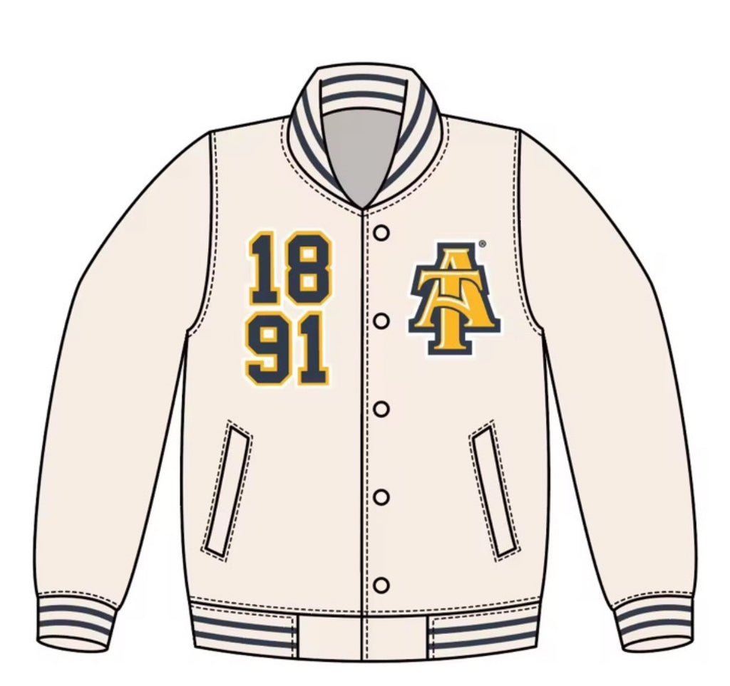 PRE ORDER ONLY Unisex Cream Bulldog Varsity Jacket