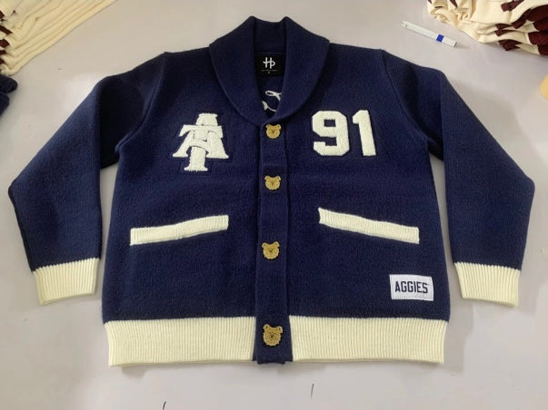 Unisex Navy and Cream Cardigan (PRE ORDER)