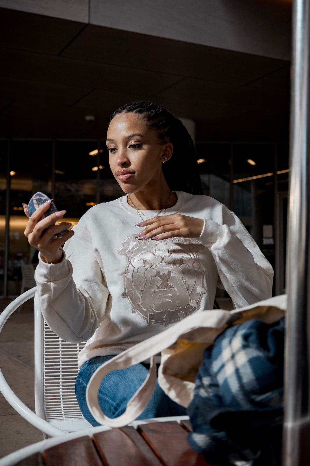 Cream-on-Cream Bulldog Apparel.