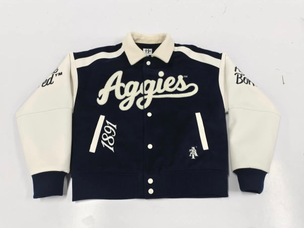 Unisex Navy and Cream Aggies Varsity Jacket (PRE ORDER)