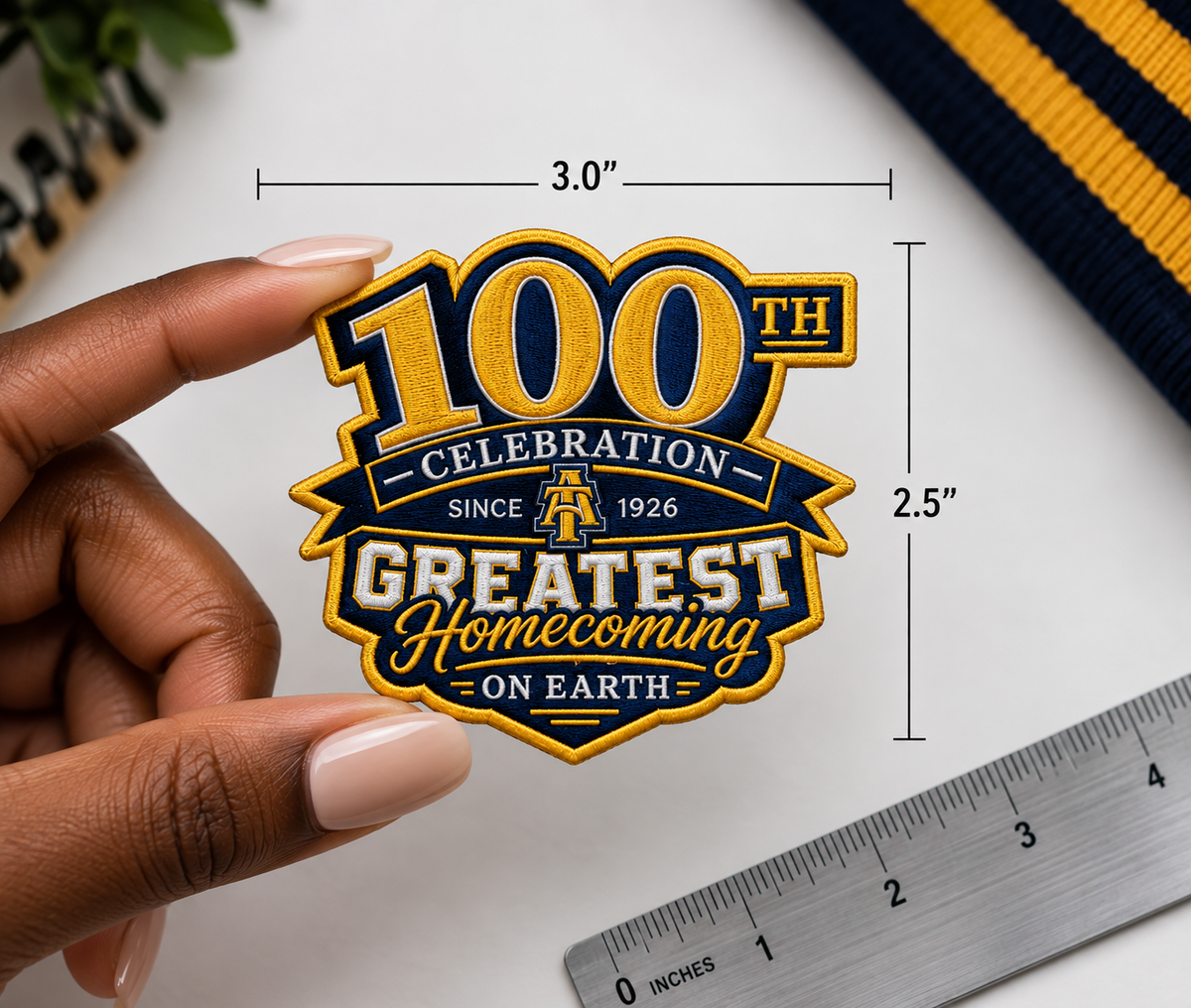 NC A&T 100th Greatest Homecoming Celebration Iron On Embroidered Patch