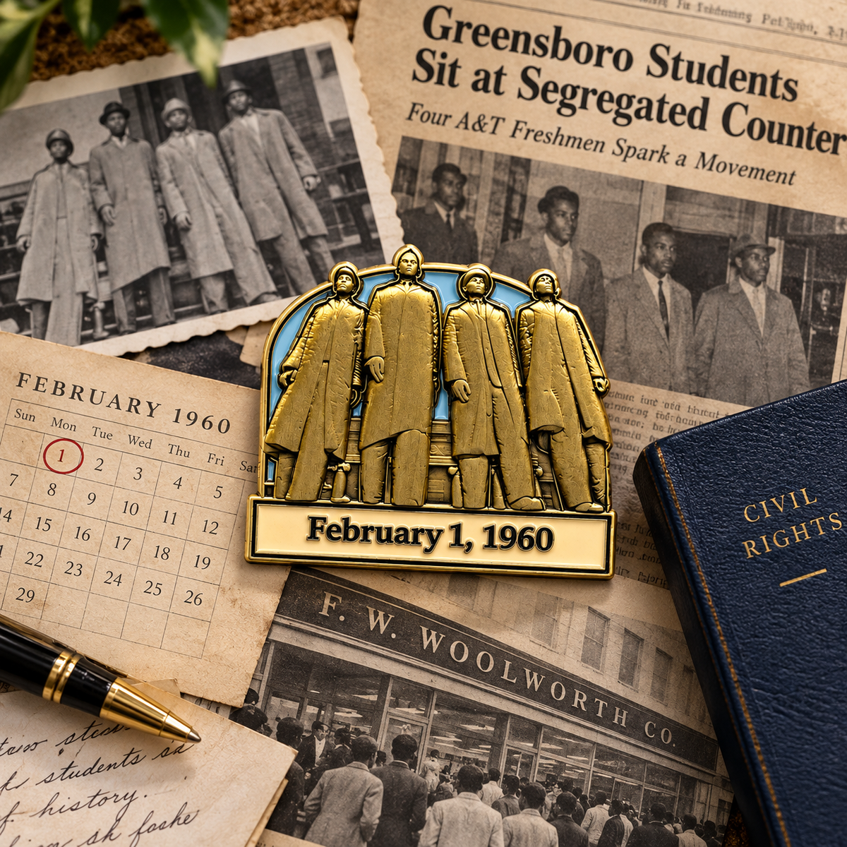 A&T Four Lapel Pin