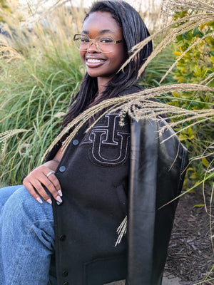 Black Hampton Pirates Bulldog Varsity Jacket