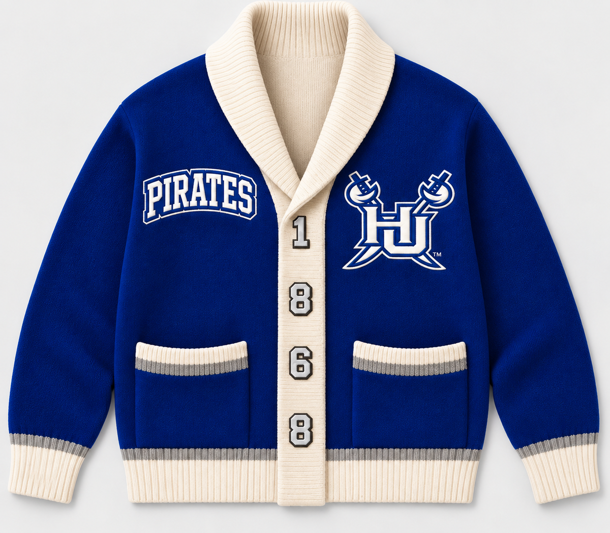 Hampton University Pirates Royal Blue Varsity Cardigan