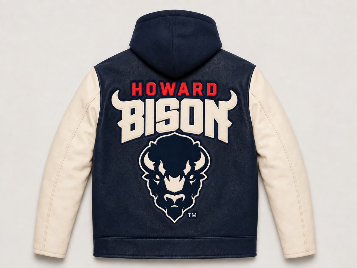 Howard University Bison Hooded Biker Varsity Jacket
