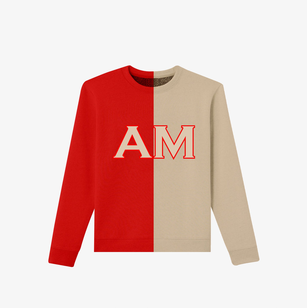 AM Half and Half Crimson and Cream Crewneck